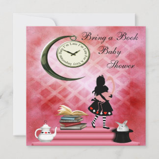 Invitación Traigan un libro Alice & Pink Flamingo Baby Shower