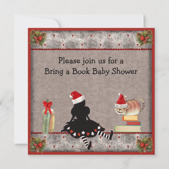 Invitación Traigan un libro Navidades de Wonderland Baby Show (Anverso)