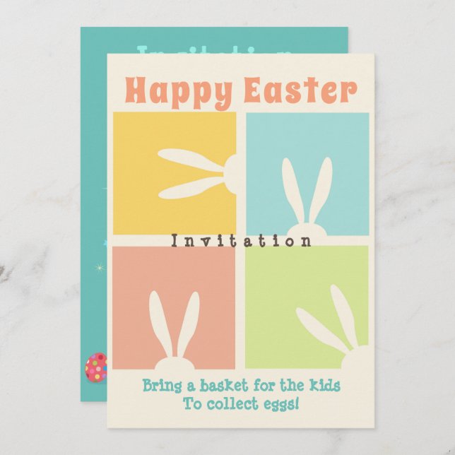 Invitación Traigan una canasta para los niños para recoger hu (Anverso / Reverso)