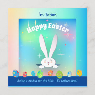 Invitación Traigan una canasta para que los niños recojan hue