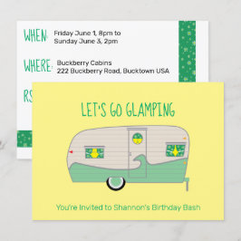 Invitación Trailer de Lata de Jamón Verde Menta Retro para Gl