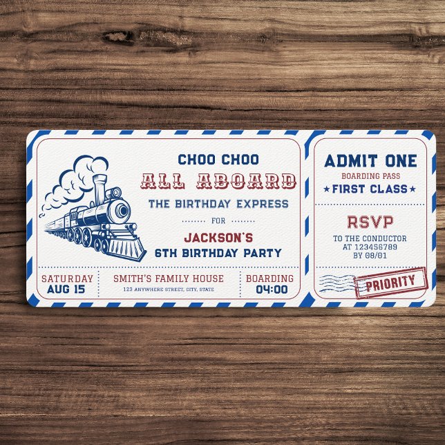 Invitación Train Choo Choo Todo a bordo Cumpleaños (Subido por el creador)