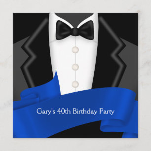 Invitación Traje azul marino para cumpleaños 40 del hombre