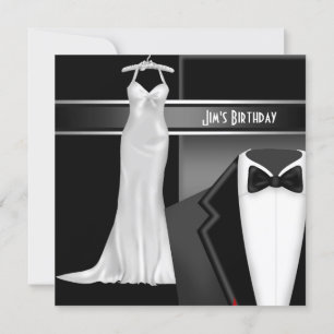 Invitación Traje blanco de etiqueta de cumpleaños