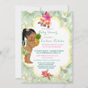 Invitación Traje de baño de bikini para niña tropical Luau ha