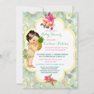 Invitación Traje de baño de bikini para niña tropical Luau ha