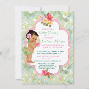 Invitación Traje de baño de bikini para niña tropical Luau ha