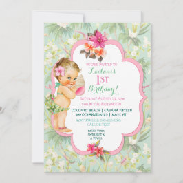 Invitación Traje de baño de bikini para niña tropical Luau ha