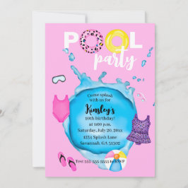 Invitación Traje de baño de leopardo para fiesta de cumpleaño