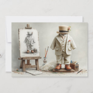 Invitación Traje de bebé artista francés para cumpleaños Estu