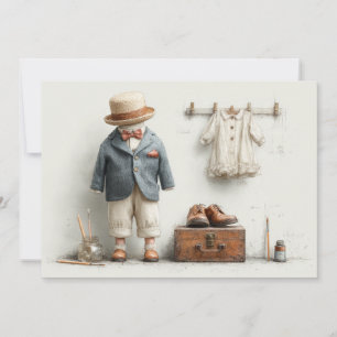 Invitación Traje de bebé artista francés para cumpleaños estu
