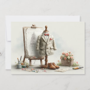 Invitación Traje de bebé artista francés para cumpleaños Estu