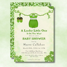 Invitación Traje de bebé niña Pequeña Afortunada Trébol