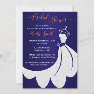 Invitación Traje de boda   Ducha nupcial azul y Naranja de la