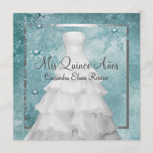 Invitación Traje de bola azul teñido copos de nieve de invier