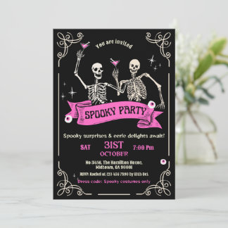 Invitación Traje de Cocktail de Fiesta de Halloween Esqueleto
