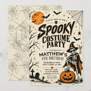 Invitación Traje de esqueleto vintage para fiesta de cumpleañ