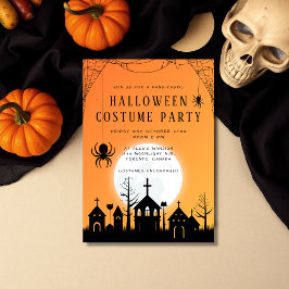 Invitación Traje de Halloween moderno para adultos de naranja