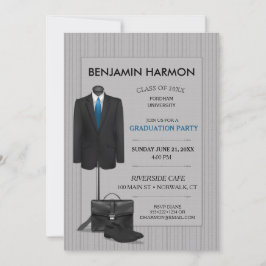 Invitación Traje de hombre con raya diplomado empresarial mas