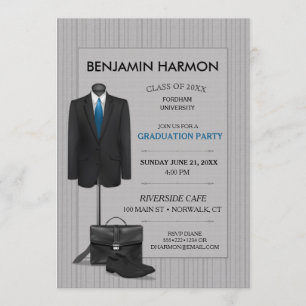 Invitación Traje de hombre con raya diplomado empresarial mas