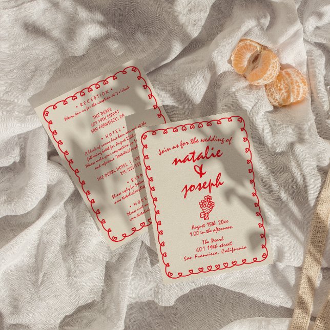 Invitación Traje De Mano Retro Único Quirky Todo En Un Boda (Subido por el creador)