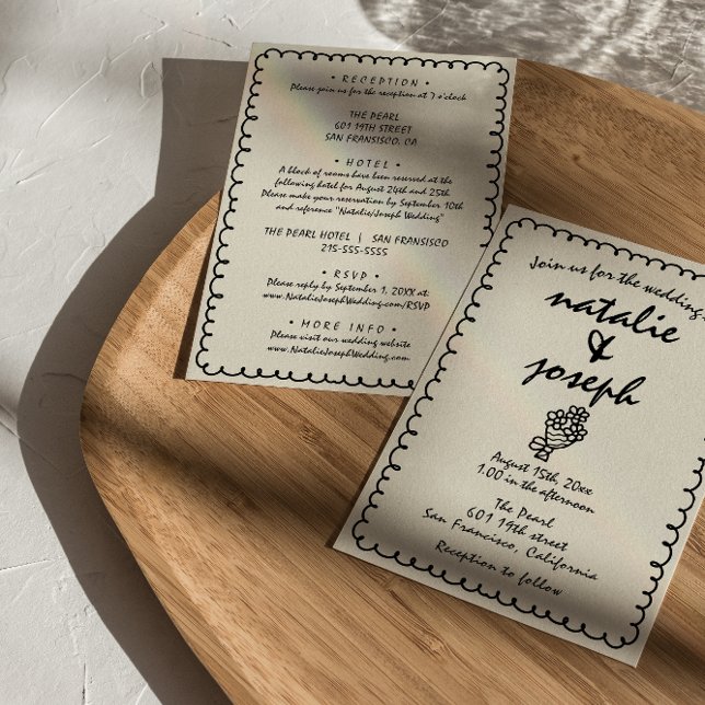 Invitación Traje De Mano Retro Único Quirky Todo En Un Boda (Subido por el creador)