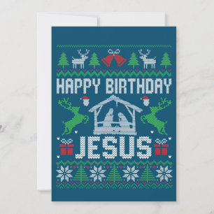 Invitación Traje de Navidad Feliz cumpleaños Jesús Fiesta Feo
