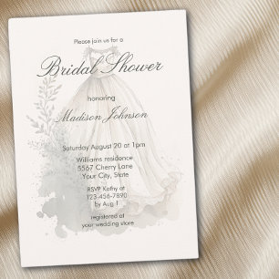 Invitación Traje de novia acuarela para fiesta de regalos