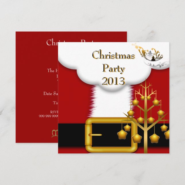 Invitación Traje de Papá Noel para fiesta de Navidad (Anverso / Reverso)
