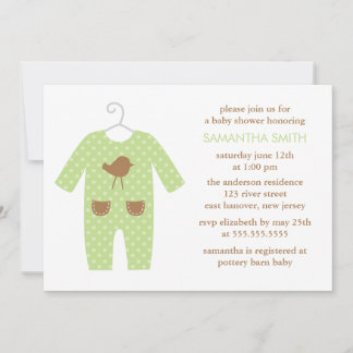 Invitación Traje Verde para Bebé Regalo de Género Neutro para
