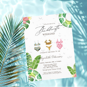 Invitación Trajes de Baño Hoja de Palma Piscina Despedida de 