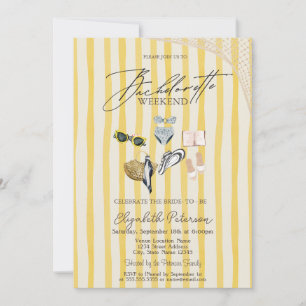 Invitación Trajes de baño playa rayas amarillas despedida de 