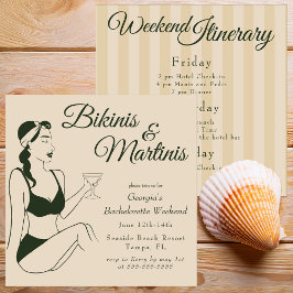 Invitación Trajes de Baño Retro y Martinis Despedida de Solte