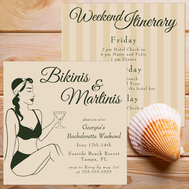 Invitación Trajes de Baño Retro y Martinis Despedida de Solte (Subido por el creador)