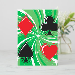Invitación Trajes de Cartas Retro Vibrante Rojo y Negro