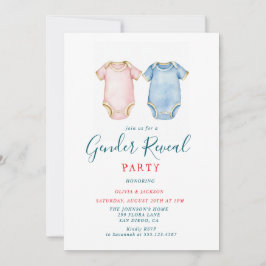 Invitación Trajes de cuerpo rosa y azul Género Fiesta de reve