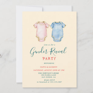 Invitación Trajes de cuerpo rosa y azul Género Fiesta de reve