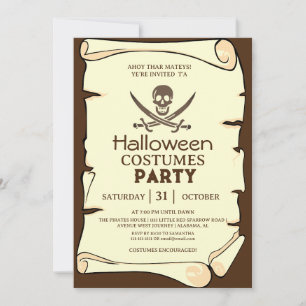 Invitación Trajes de piratas Ahoy Mateys para fiesta de Hallo
