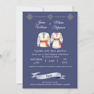 Invitación Trajes Folclóricos Tradicionales de Boda Rumana Rú