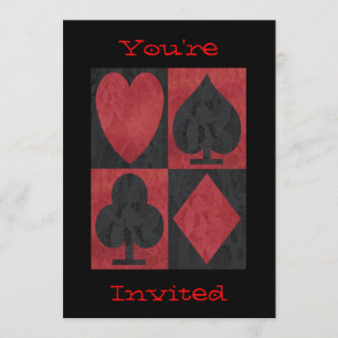 Invitación Trajes rojos y negros en encaje,