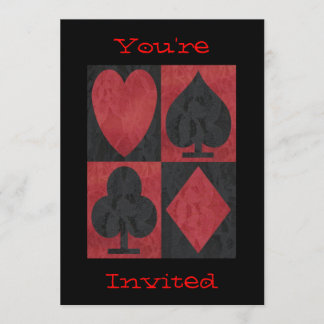 Invitación Trajes rojos y negros en encaje,