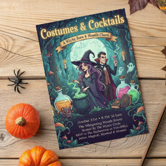 Invitación Trajes y cócteles de cocción y brujería de bosques