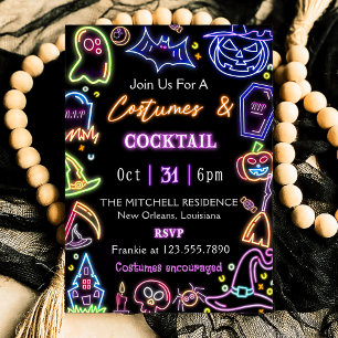 Invitación Trajes y cócteles fiesta de Halloween oscuro y bri
