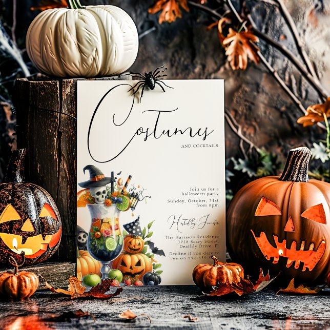 Invitación Trajes Y Cócteles Fiesta De Halloween Para Adultos (Subido por el creador)