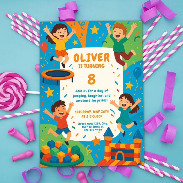 Invitación Trampoline Fiesta Fun - Salto Cumpleaños (Subido por el creador)