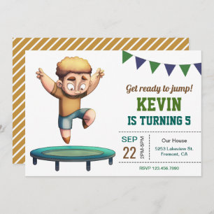 Invitación Trampoline Jumping Boy Fiesta de Cumpleaños