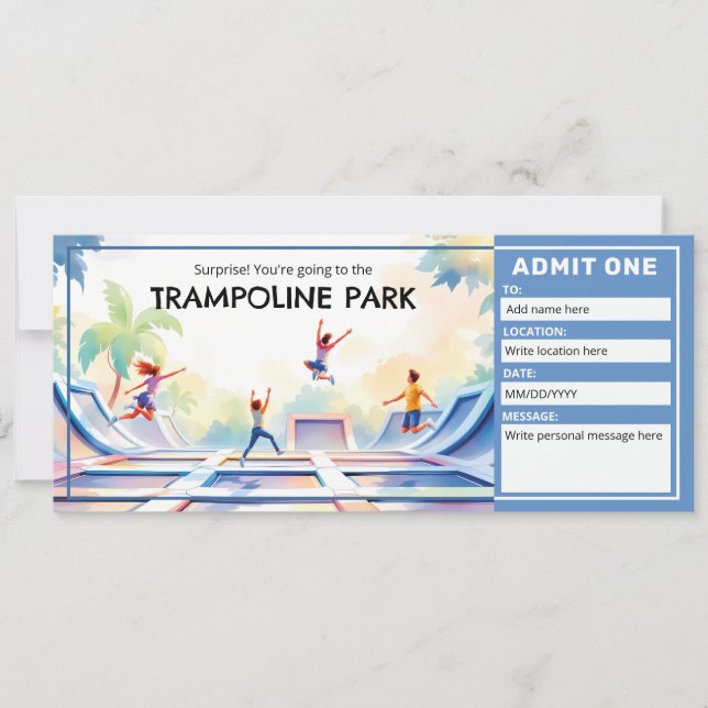 Invitación Trampoline Park - Bounce House Ticket  (Anverso)