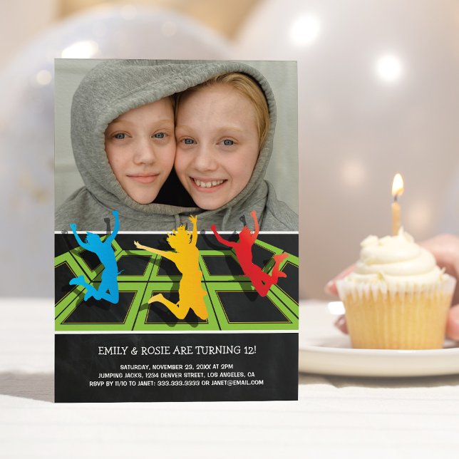 Invitación Trampoline Twins Birthday 2 Foto (Subido por el creador)
