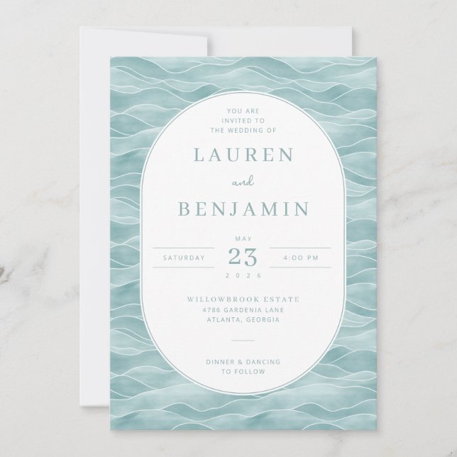 Invitación Tranquil Teal Wave Invitations (Anverso)