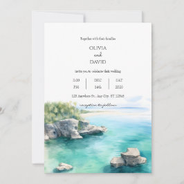 Invitación Tranquilo Boda de la laguna de agua Verde azulada